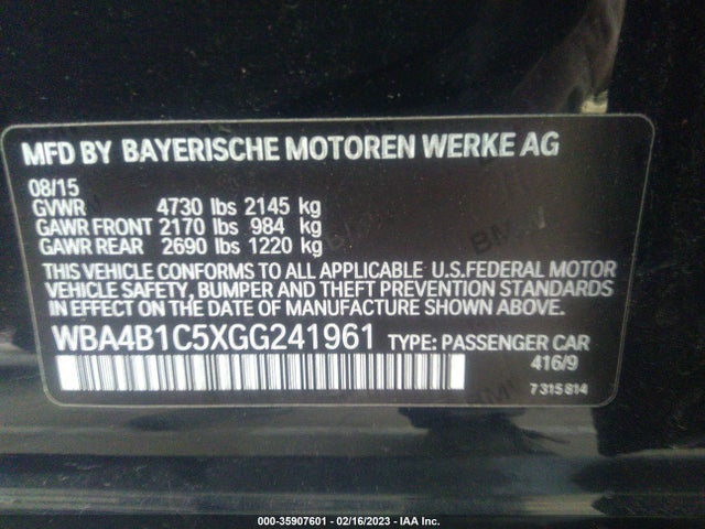 2016 BMW 4 Series, VIN: WBA4B1C5XGG241961