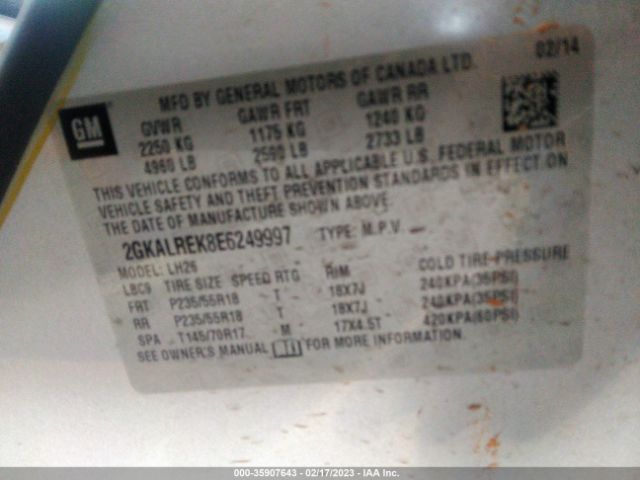 2GKALREK8E6249997 GMC Terrain Sle