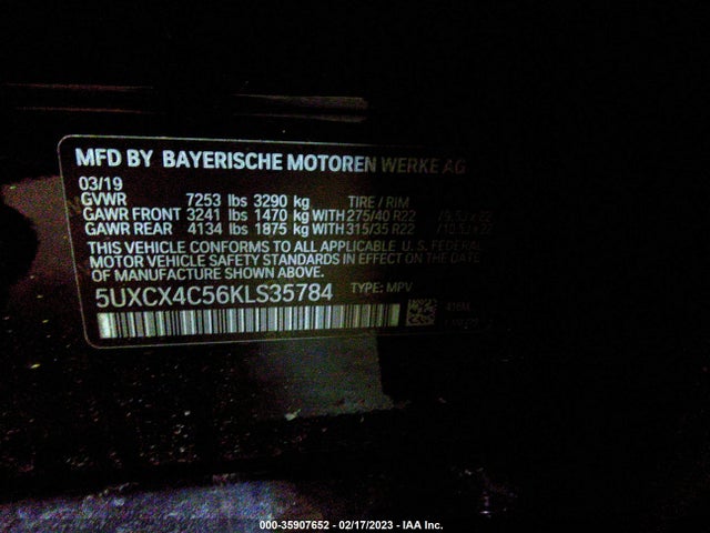 5UXCX4C56KLS35784 BMW X7 Xdrive50i