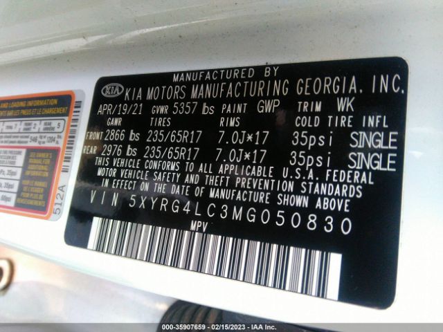 5XYRG4LC3MG050830 KIA SORENTO LX
