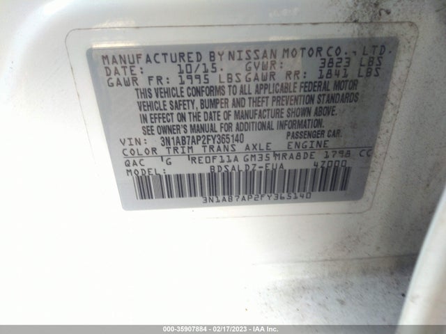 Nissan SENTRA SV 2015 3N1AB7AP2FY365140 Image 9