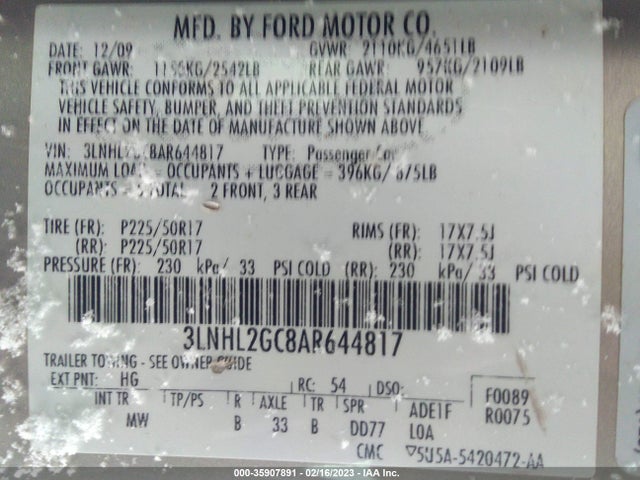 Lincoln MKZ 2010 3LNHL2GC8AR644817 Image 9