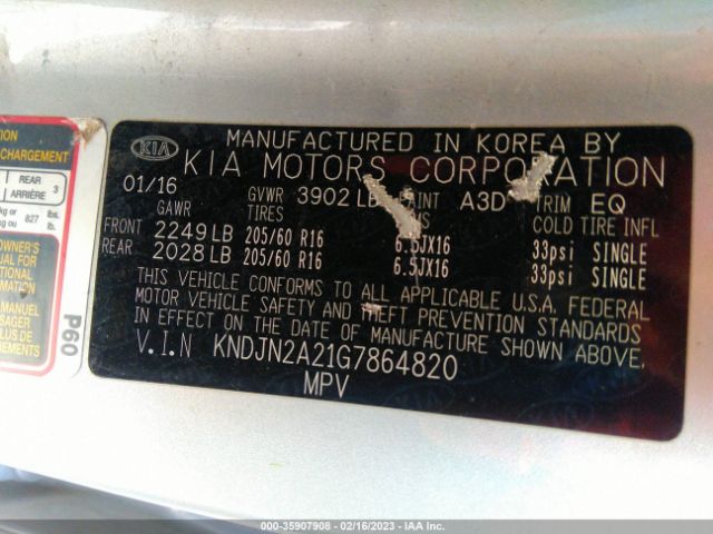 KNDJN2A21G7864820 KIA Soul Base