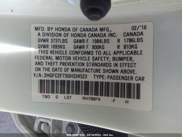 Honda CIVIC EX 2016 2HGFC2F73GH534523 Image 9
