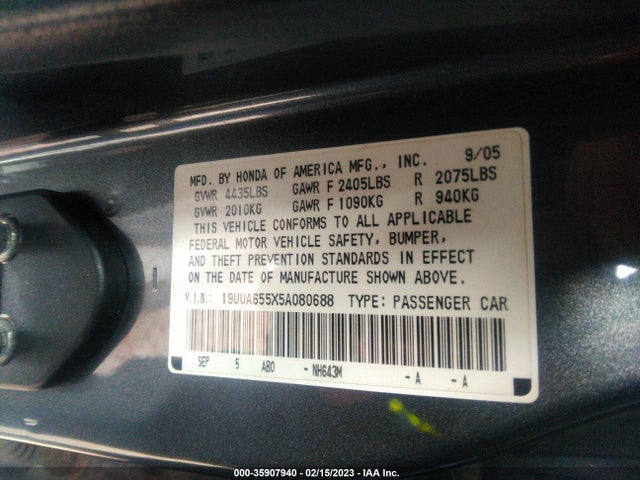 Acura TL 2005 19UUA655X5A080688 Image 11