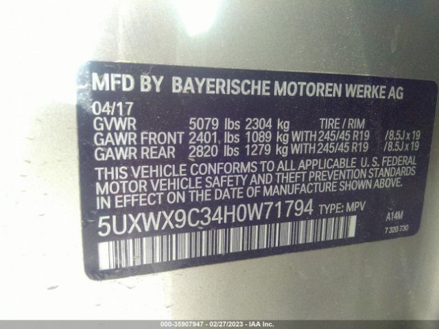 5UXWX9C34H0W71794 BMW X3 Xdrive28i
