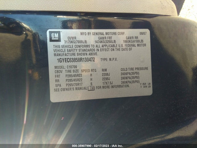 Cadillac Escalade 2008 1GYEC63858R130472 Image 10