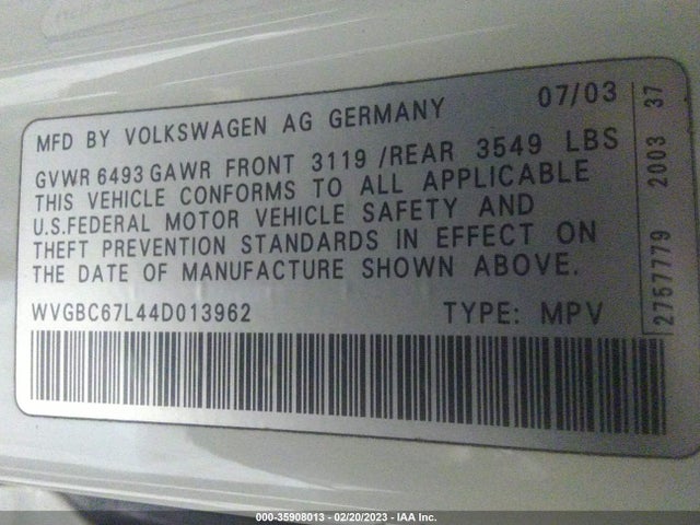 Volkswagen Touareg 2004 WVGBC67L44D013962 Image 10