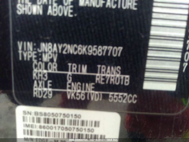 JN8AY2NC6K9587707 Nissan Armada Sl
