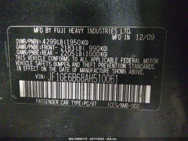 JF1GE6B68AH510061 Subaru Impreza Sedan I Premium Special Edition