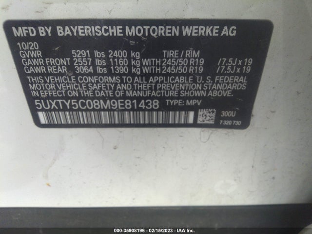 BMW X3 2021 аукцион фото
