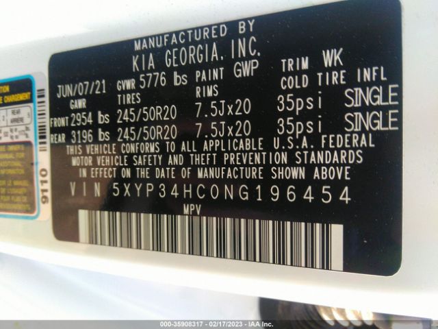 5XYP34HC0NG196454 KIA Telluride Ex