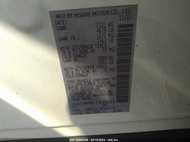 Nissan Rogue 2016 5N1AT2MV9GC762681 Image 11