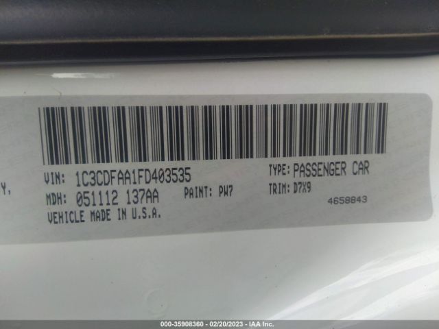 1C3CDFAA1FD403535 Dodge DART SE