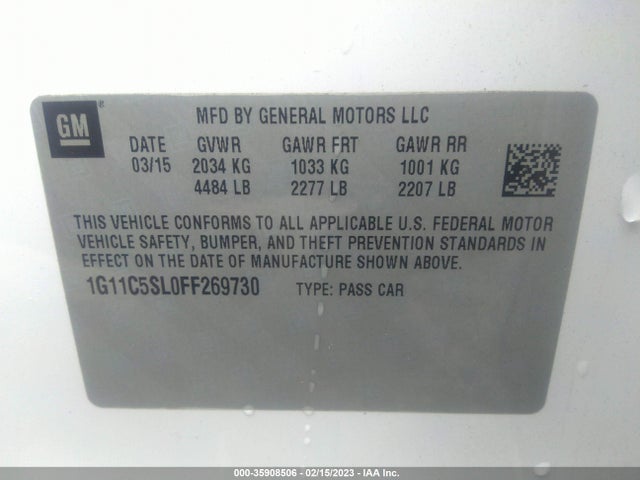 Chevrolet MALIBU LT 2015 1G11C5SL0FF269730 Image 9