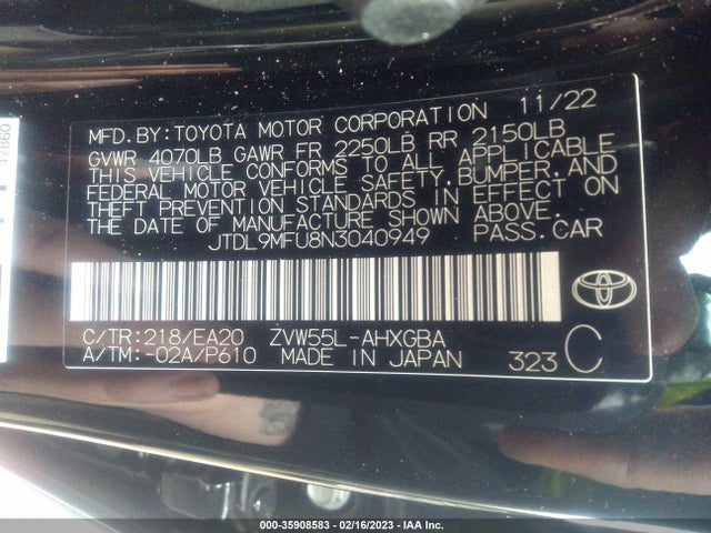 2022 Toyota Prius, VIN: JTDL9MFU8N3040949