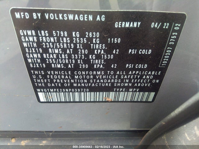 Volkswagen ID.4 PRO S 2022 WVGTMPE29NP039720 Image 10