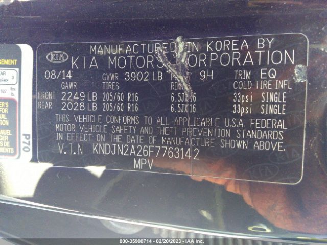 KNDJN2A26F7763142 KIA Soul Base