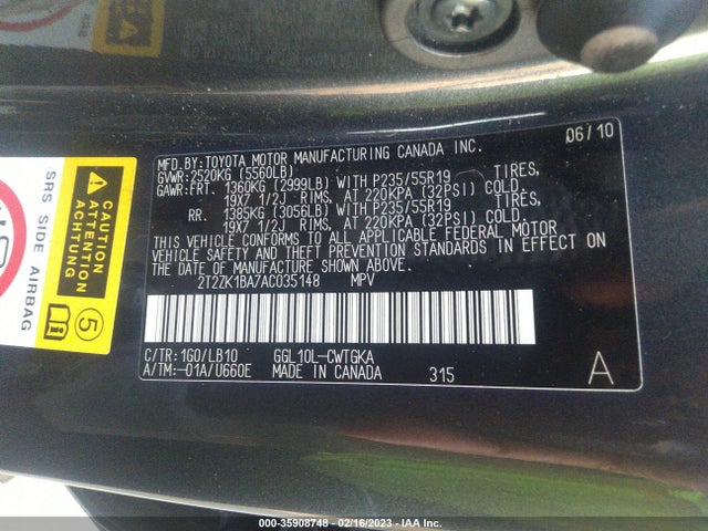 Lexus RX 2010 2T2ZK1BA7AC035148 Image 10