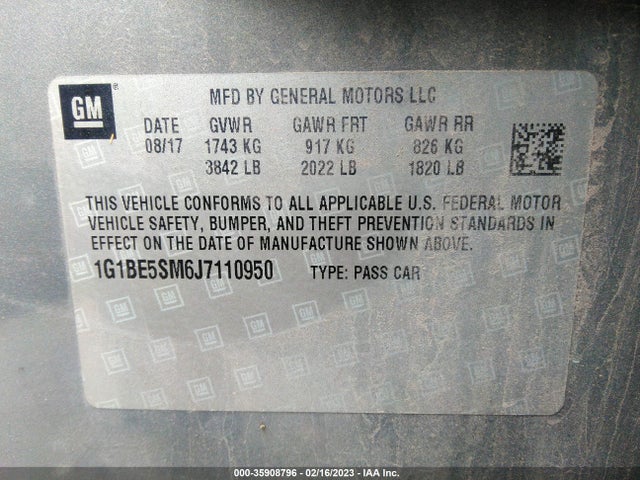 Chevrolet CRUZE LT 2018 1G1BE5SM6J7110950 Image 10