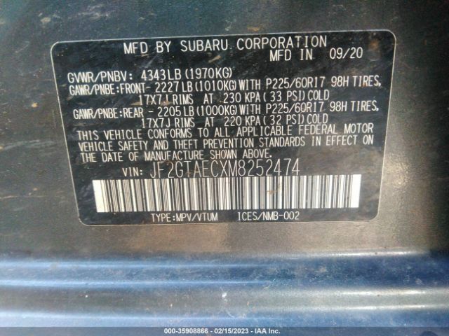 JF2GTAECXM8252474 Subaru Crosstrek Premium