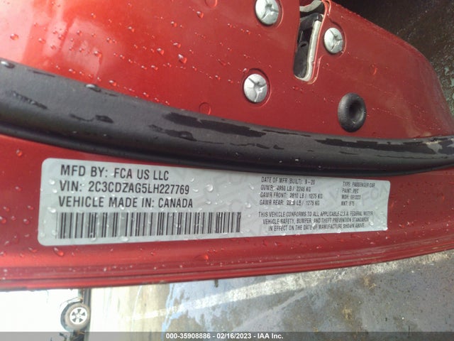 Dodge Challenger Sxt 2020 2C3CDZAG5LH227769 Image 9