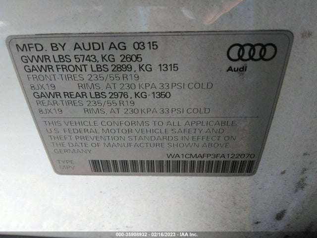 WA1CMAFP3FA122070 Audi Q5 Premium Plus