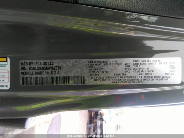 1C4HJXEG5MW626791 Jeep Wrangler Unlimited Sahara Altitude