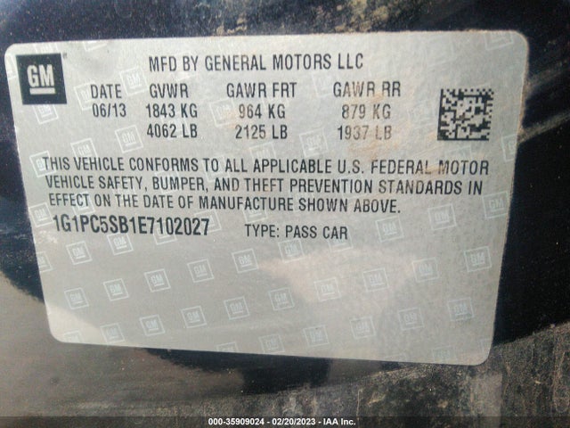 Chevrolet Cruze 1lt 2014 1G1PC5SB1E7102027 Image 9