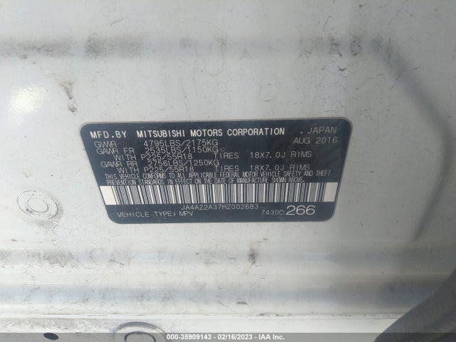 Mitsubishi Outlander 2017 JA4AZ2A37HZ002683 Image 10