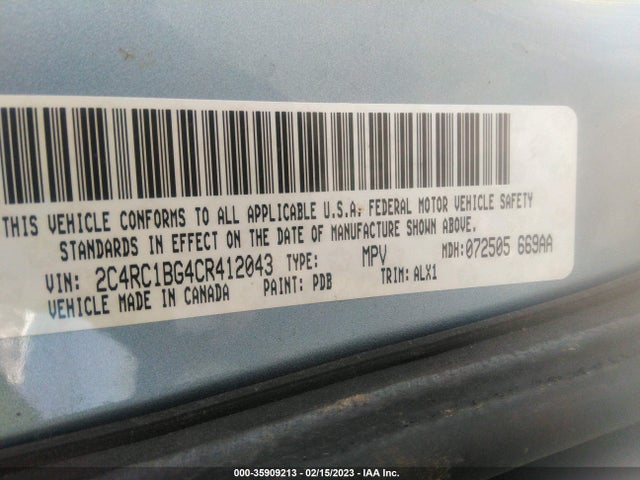 2C4RC1BG4CR412043 Chrysler Town & Country Touring