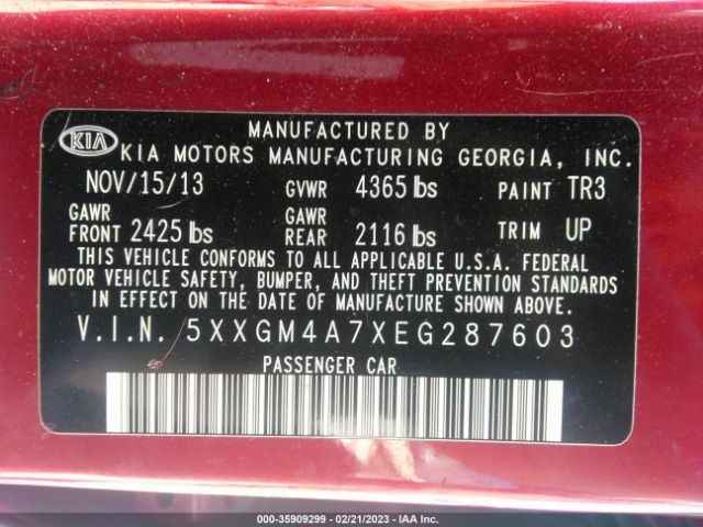 5XXGM4A7XEG287603 KIA Optima Lx