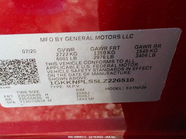 1GKKNPLS5LZ226510 GMC Acadia Denali