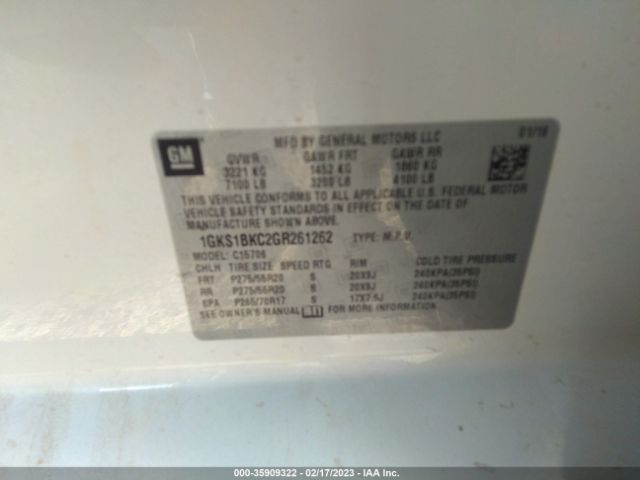 1GKS1BKC2GR261262 GMC YUKON SLT