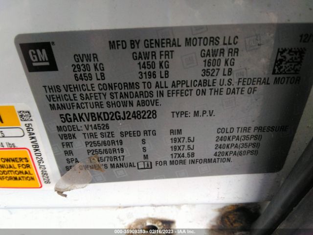 5GAKVBKD2GJ248228 Buick Enclave Leather