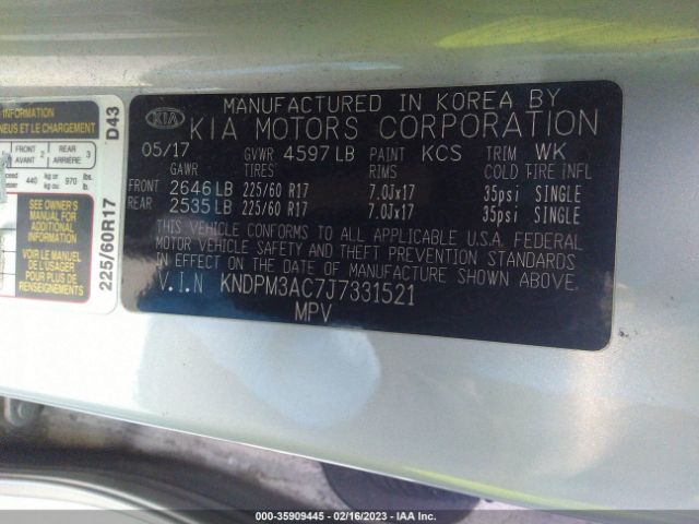 KNDPM3AC7J7331521 KIA Sportage Lx