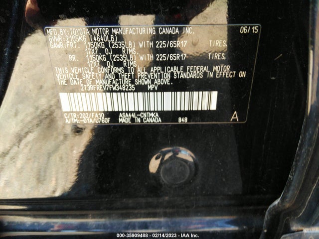 2015 Toyota RAV4, VIN: 2T3RFREV7FW348235