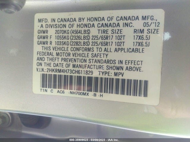 Honda Cr-v Ex-l 2012 2HKRM4H73CH611829 Image 11