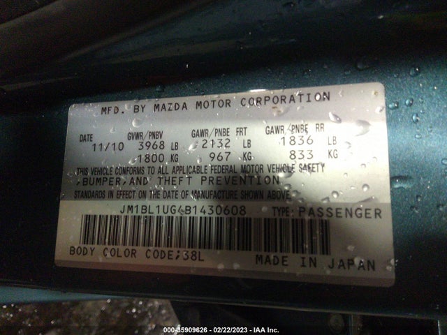 2011 MAZDA MAZDA3 I SPORT VIN: JM1BL1UG4B1430608