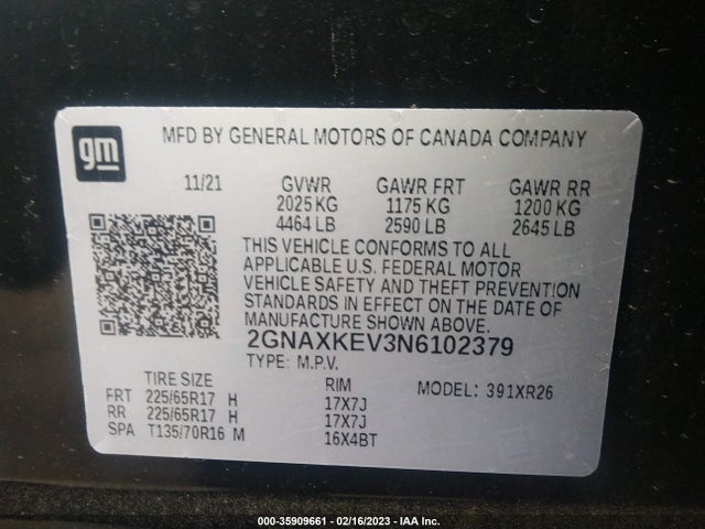 Chevrolet EQUINOX LT 2022 2GNAXKEV3N6102379 Image 9