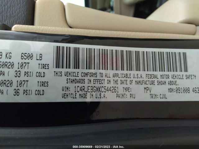 1C4RJEBGXKC544261 Jeep Grand Cherokee Limited