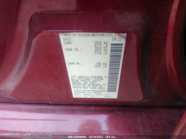 1N4AL3AP5FN869302 Nissan Altima 2.5 S