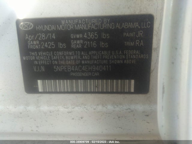 Hyundai SONATA GLS 2014 5NPEB4AC4EH940411 Image 11
