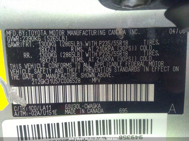 Lexus RX 350 2007 2T2GK31U57C006528 Image 10