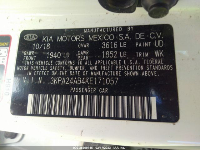 3KPA24AB4KE171057 KIA RIO S