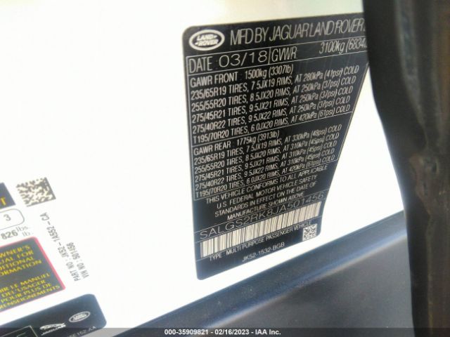 SALGS2RK8JA501456 Land Rover Range Rover Hse
