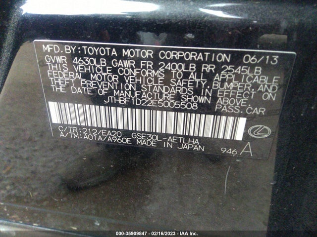 Lexus IS 250 2014 JTHBF1D22E5005508 Image 10