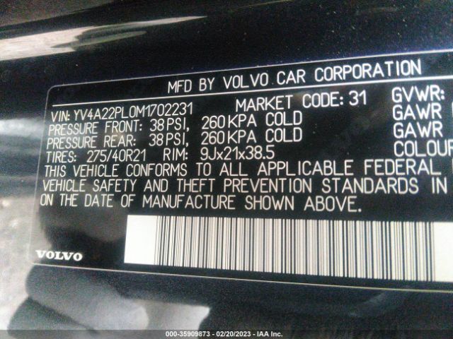 YV4A22PL0M1702231 Volvo Xc90 Inscription