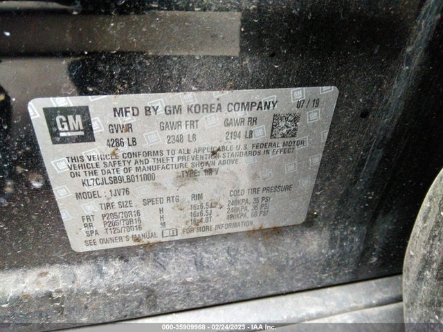 Chevrolet Trax Lt 2020 KL7CJLSB9LB011000 Image 9