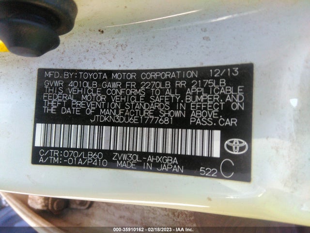 Toyota Prius Four/five/three/one/two 2014 JTDKN3DU6E1777681 Image 9